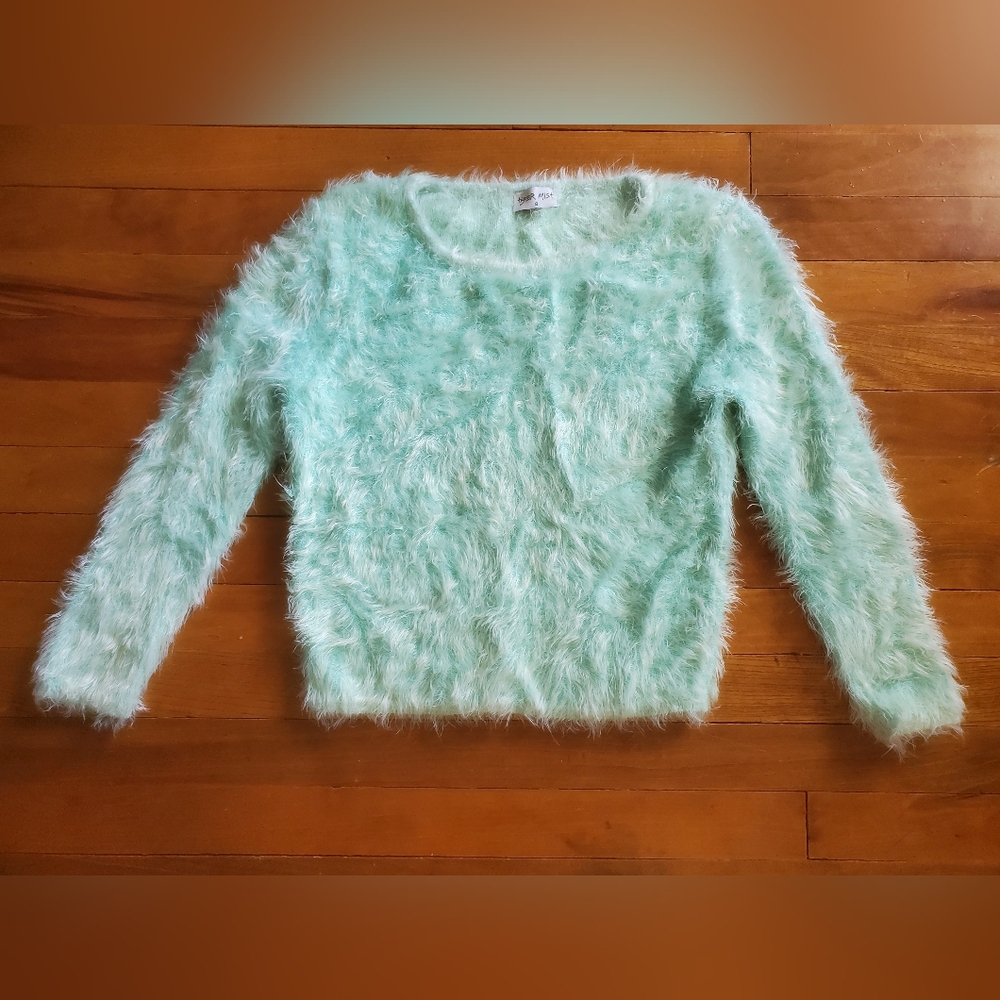 Tiger Mist Fluffy Mint Knit Sweater Top